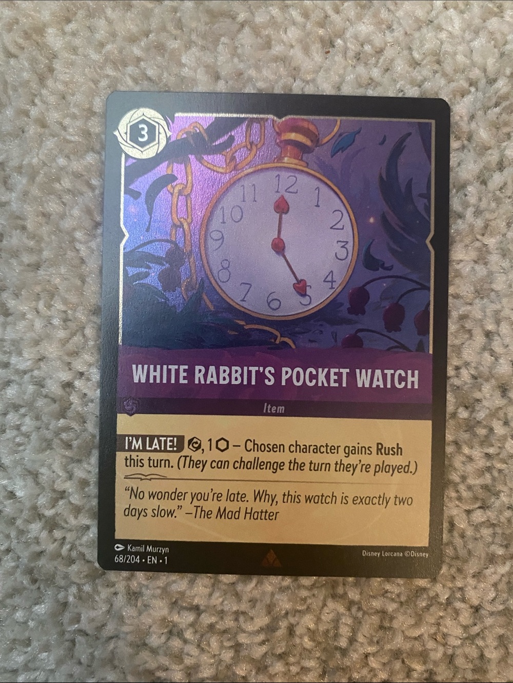 3/$20 White Rabbit’s Pocket Watch Disney Lorcana Card - NM FOIL